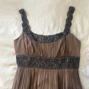 Sequined Brown Pleated Dress